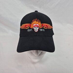 Arlen Ness Black w/Skull & Flames Ball Cap Hat Fitted L/XL EXCELLENT CONDITION!!
